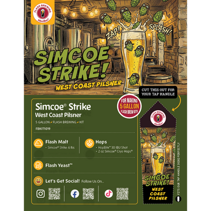 Simcoe Strike West Coast Pilsner Flash Brewing Kit - 5 Gallons