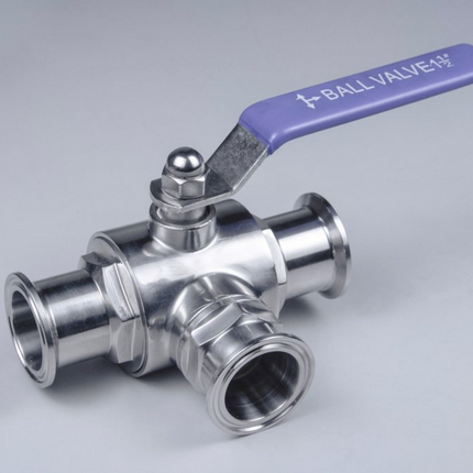 Pro Series Three Way Ball Valve, 1.5" TC, "T" Type