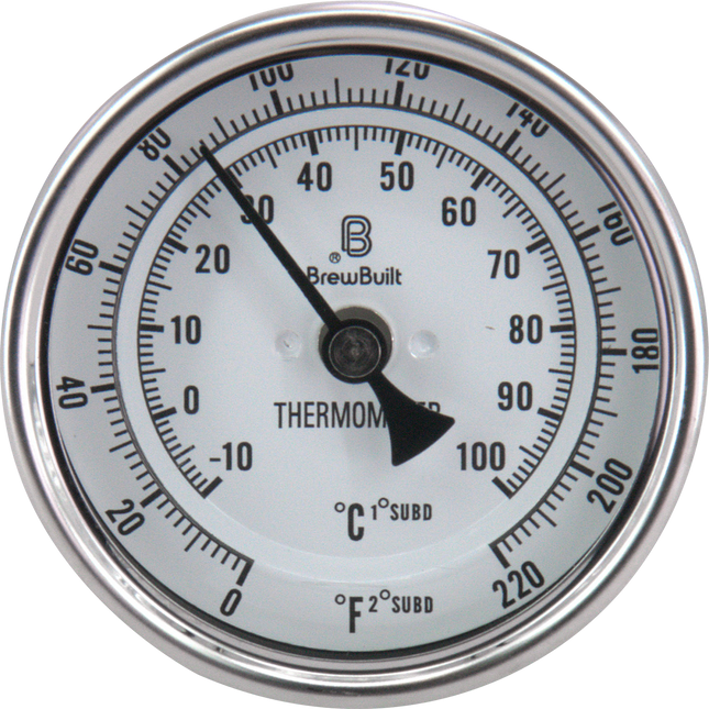 BrewBuilt - Thermometer - 1.5 in. T.C. - 3 in. Dial Face x 6 in. Probe