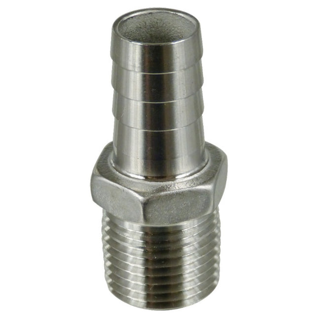 Stainless - 1/2 in. mpt x 5/8 in. barb (1/2 in. ID)