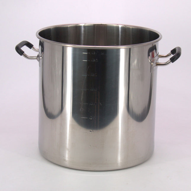 Brewmaster 8.5 Gallon Brew Kettle | Stainless Steel | Two Welded Couplers | Ball Valve Included | Silicone Handle Grips | Volume Markers - Used
